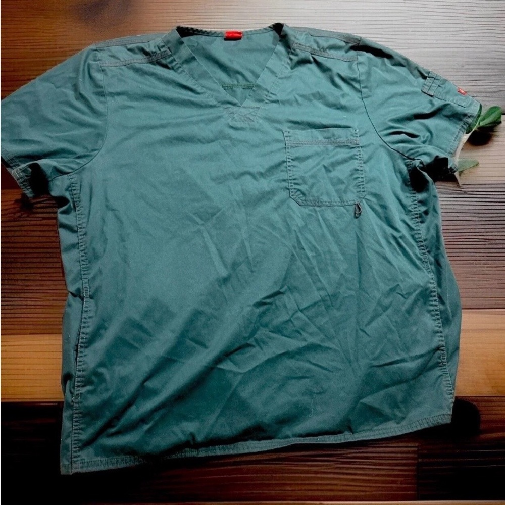 Dickies teal stretch scrub top 3XL V-neck medical nurse work shirt
